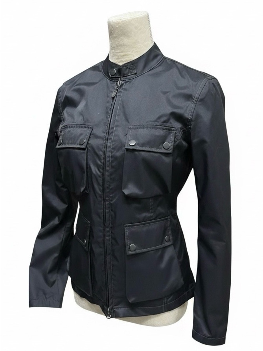 Women’s Vintage Belstaff Gold Label Black Nylon Vented Moto Jacket S IT 42